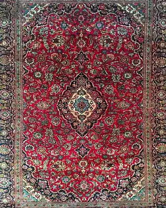 Tapis Kashan 1920 après restauration — trous retissés à l’aiguille